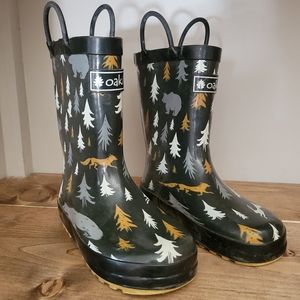 OAKI Wildlife Tracker Loop Handle Rain Boots Size Youth 13
